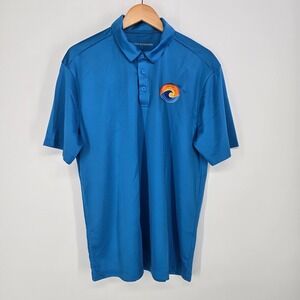 Port Authority Mens Blue Performance Polo Shirt Wave Logo Large Polyester Golf